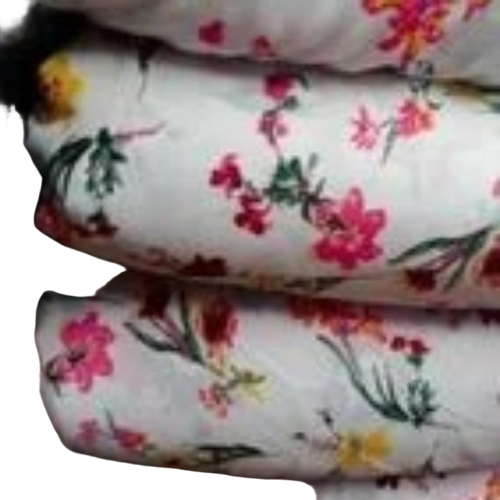 105gsm Printed Crepe Fabric - 3 Feet Width, Multicolor Floral Print | Bleached, Washable, Handwash Care