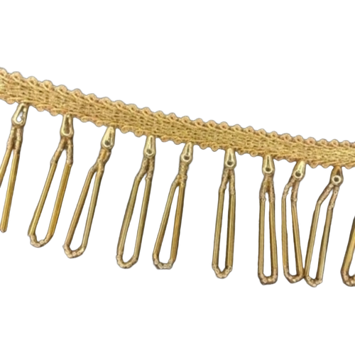 Golden Pearl Hanging Lace - Nylon 9 Meter, Golden, Handmade | Reversible, Plain Pattern, Good Quality