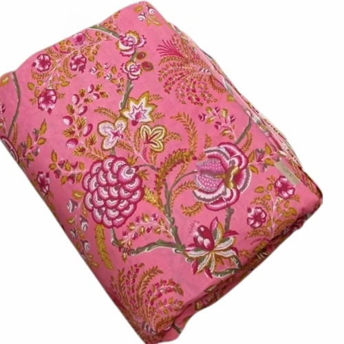 Pink Suit Fabric - Cotton, Printed, Pink | Breathable, Good Quality, Ladies Summer Winter Suit