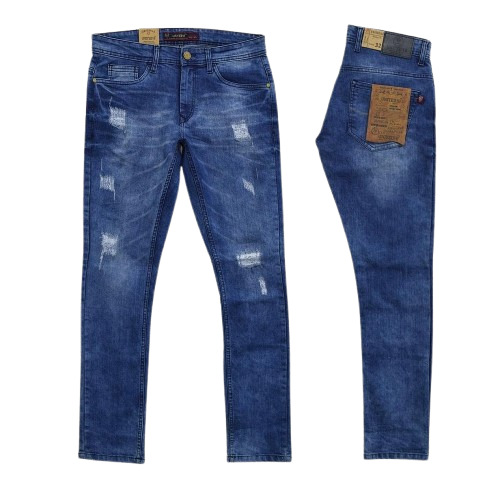 Dark Blue Faded Denim Jeans