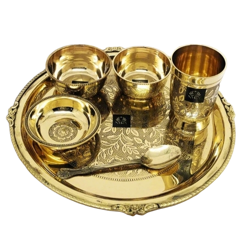 Traditional Brass Dinner Thali Set