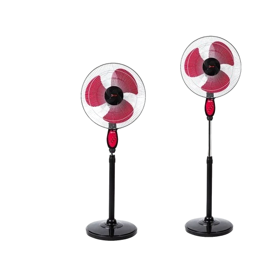High Speed Pedestal Fan - 16 Inch, Black and Red, 3 Blades, 2150 RPM | Standing, Electric Powered Air Cooling Fan