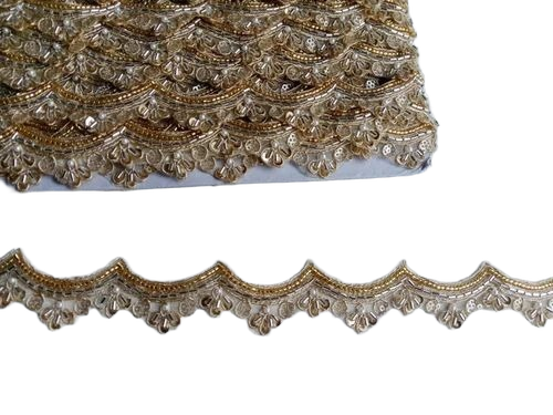 Golden Pearl Beaded Lace