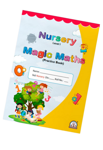 Nursery Magic Maths Practice Book - Cardboard Board, A4 Size, 80-150 Pages, Perfect Bound , Curriculum-Based Nursery Math Practice, Counting, Shapes, Patterns, Tracing & Fun Activities