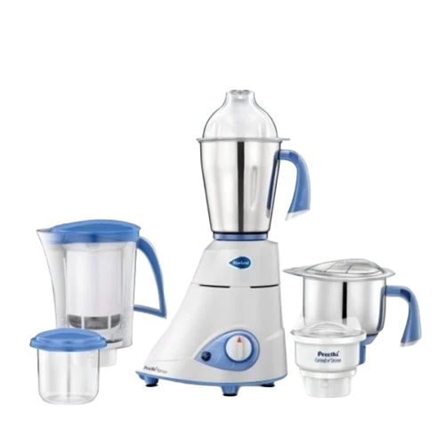 Preethi Platinum Mixer Grinder - Stainless Steel Jars, White ABS Body, 750W Power | Multiple Speeds, Sharp Stainless Steel Blades