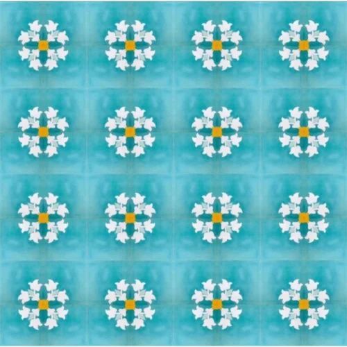 Teal Blue Athangudi Handmade Tile
