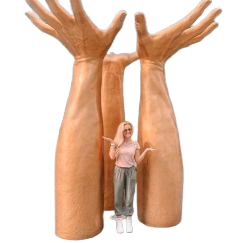 Frp Fiber 3 Hand Raise 12ft Statue and Sculpture