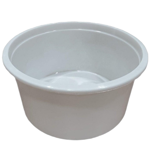 White Plastic Food Container - Round, White, Plastic | Food Safe, Lightweight, Leak Proof, Stackable, Microwave Safe