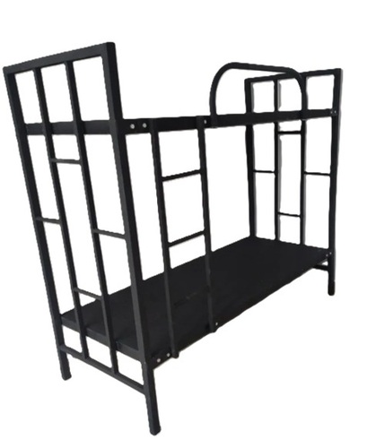 Hostel Double Bed - Iron Metal Double Size Black Polished Finish | Durable Rust Resistant Easy Assembly