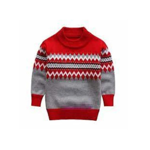 Long Sleeves Woolen Kids Sweater - Color: Multicolor
