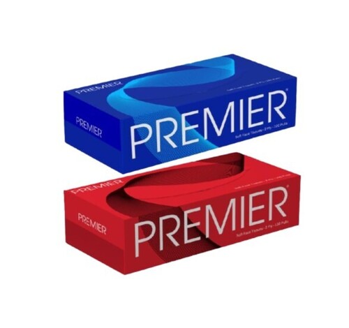Premier Face Tissue - Hypoallergenic White Standard Size Soft Texture Highly Absorbent Lint-Free Sheets