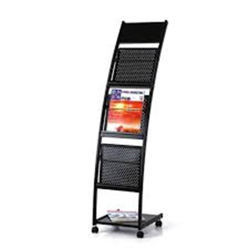 Stainless Steel Magazine Stand - Customized Size, Black, Polished Finish | Durable, Rust Resistant, Lightweight, Scratch Resistant, Portable Design