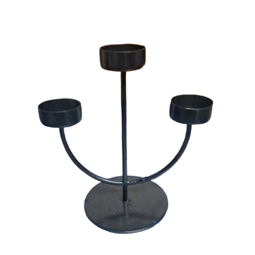 Iron Candle Stand - Iron Metal Black Triangular | Durable Rust Resistant Heat Resistant Lightweight Elegant Finish