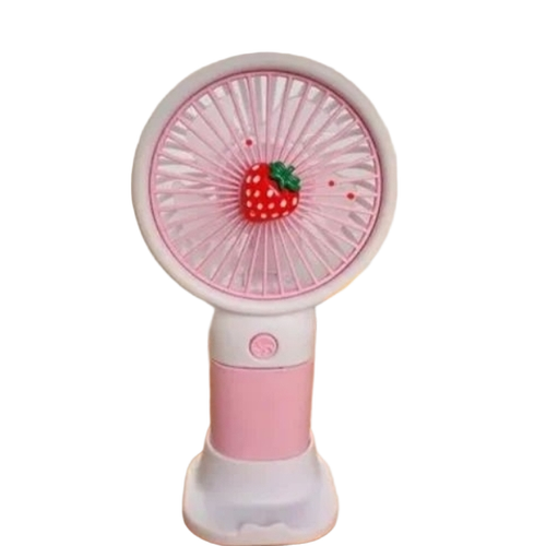 Mini Handheld Fan - Plastic, Standard Size, Pink, 3-Blade, Battery Powered | Portable, USB Rechargeable, Quiet, Adjustable Speed