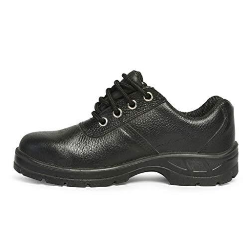 Tiger Safety Leather Shoes - Leather All Sizes Black | Steel Toe Slip Resistant Oil Resistant Water Resistant Anti Static High Ankle Comfort Cushioning PU Sole Impact Protection