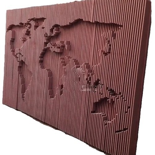 3d Mdf World Map - MDF Rectangular Brown High Resolution Color Coded | Portable Durable Educational Tool