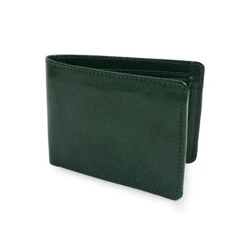 Leather Wallet - Leather, Standard Size, Green | Lightweight, Portable, 2 Bill Compartments, Coin Pocket, Card Holder