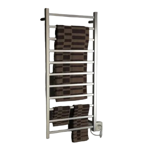 Traditional Heated Towel Rail - Stainless Steel, Silver, Square | Durable, Rust Resistant, Wall Mounted, Energy Efficient, Fast Heating