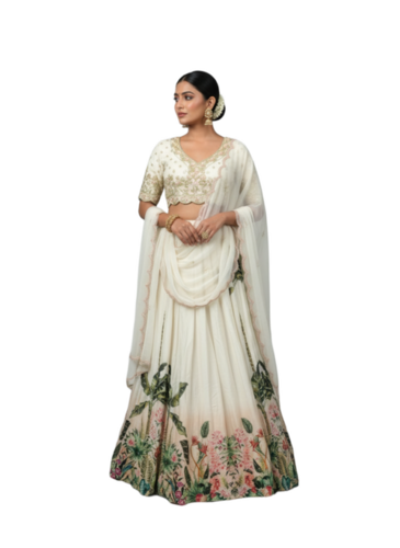 Digital Printed Crop Top - Color: Off White