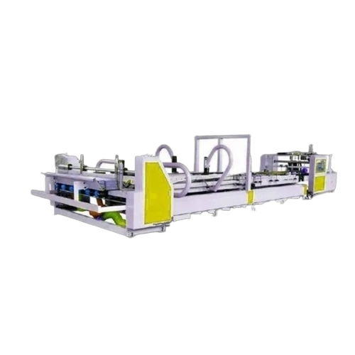 Folder Gluer Stitcher Machine - Metal, Standard Size, White & Green | Fully Automatic, PLC Control, High Efficiency, Electric Drive