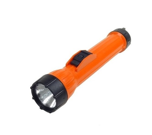 Led Torch - Plastic Body, Orange, Rechargeable, Portable | Manual Operation, Easy to Operate, Outdoor Use