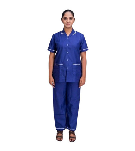 Nurse Uniforms - Cotton Blend, Sizes S-XXXL, Blue | Anti Wrinkle, Breathable, Quick Dry, Machine Washable, Short Sleeves