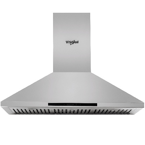 Whirlpool AKR 9555 90CM Stainless Steel Silver Kitchen Chimney - Touch Control, 1000 m3/hr Suction, LED Lighting, Wall Mounted