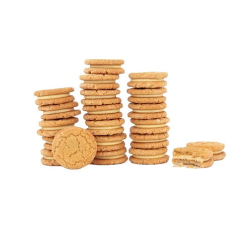 Custard Cream Biscuits - Wheat Flour, Golden Brown Color | Sweet Creamy Flavor, Round Shape, Semi-Hard Texture