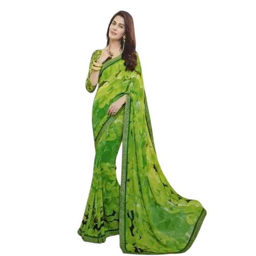 Green Ladies Casual Saree - Gender: Women