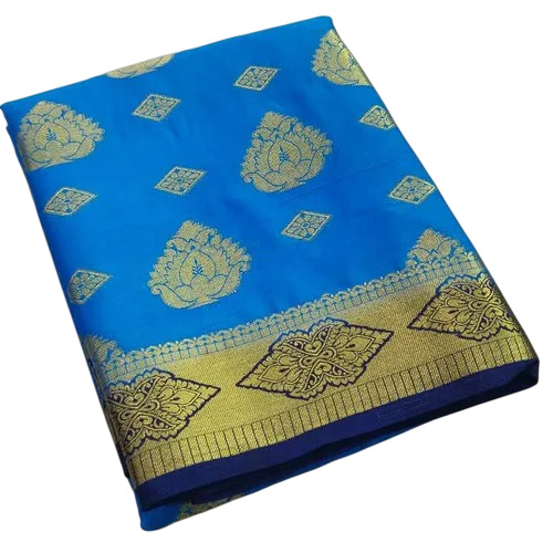 Light Blue Mysore Crepe Silk Sarees Rich Pallu - Color: Multiple Color
