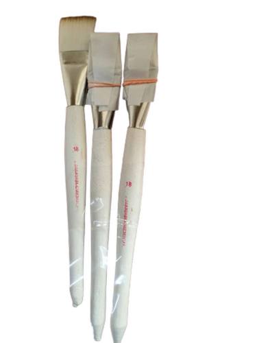 Paint Colour Brush - Nylon Bristles, Aluminum Ferrule, Brown Handle | Lightweight, Flexible, Precise Painting, Wide Coverage