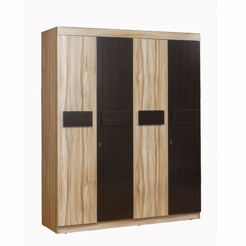 Plywood Wardrobes - Rectangular Multi-Door Floor Installation, Brown | Durable, Easy to Clean, Eco-Friendly, Water Resistant