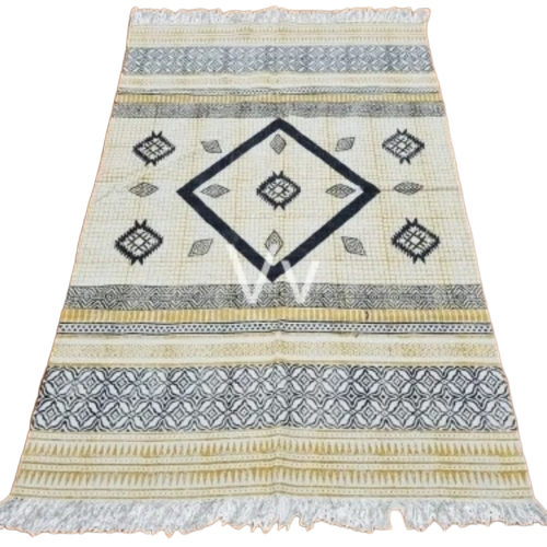Rectangular Floor Carpet - 90% Wool 10% Cotton, 6x9 Feet, Green Floral, Hand Knotted, Home Hotel Use