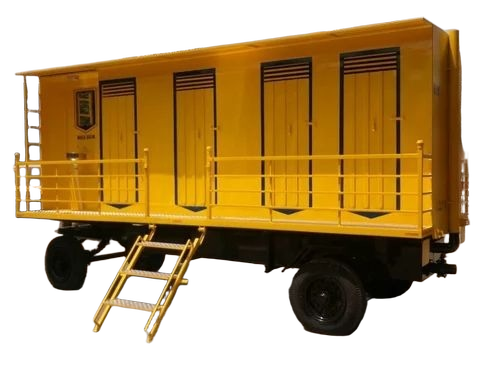 8 Seater Mobile Toilet Van - Yellow, Indian Seat, 9 Feet Cabin Height | Hotel And Workshop Use