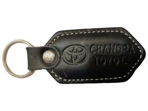 Black Leather Keychain - Pure Leather, 2.5 Inch, Black | Eco Friendly, Promotional Gift