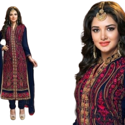 Chiffon Designer Swaroski Semi-Stitched Salwar Suits