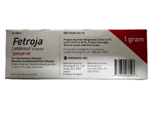 Fetroja Cefiderocol For Injection - Storage: Store At 2 C To 8 C