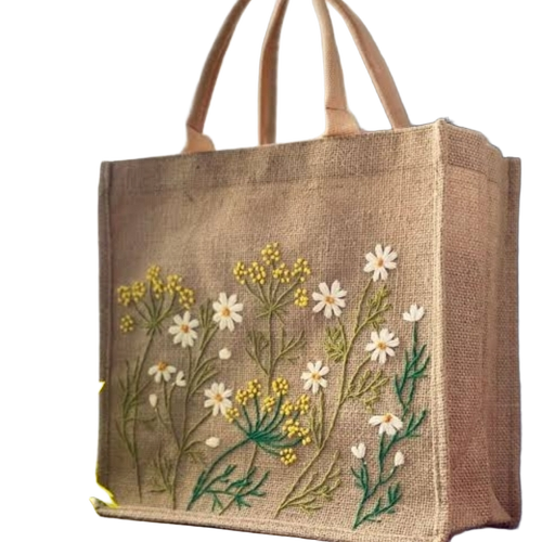 Jute Bags - Jute, 5kg Capacity, Brown | Handled, Printed, Customizable For Shopping