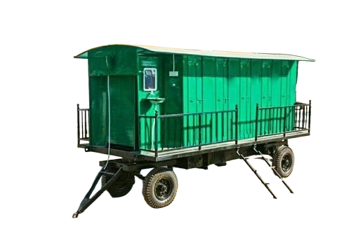Mobile Toilet Van 10 Seater - Green 7 Feet Cabin Height 800 Liter Drainage | For Office Workshop