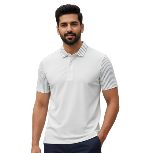 White Plain Mens T Shirt - Cotton Fabric All Sizes White | Polo Collar Short Sleeves Skin Friendly Slim Fit