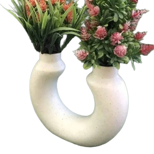 Donuts Half Vase - Ceramic 7 Inch White Glossy | Decorative Modern Design