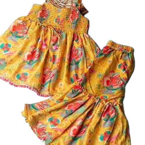 Girl Frok - Printed Multicolor, All Sizes, Short Sleeve, Sleeveless | Breathable, Attractive Pattern, Comfortable, Easy To Wash