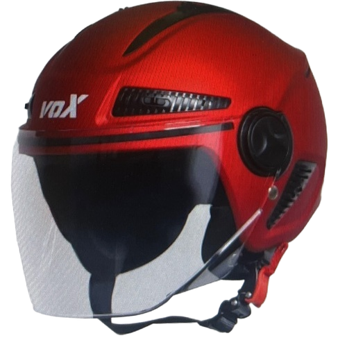 Steel Bird SBH Open Face Helmet - Steel, Red | Durable, Rust Proof, For Bike
