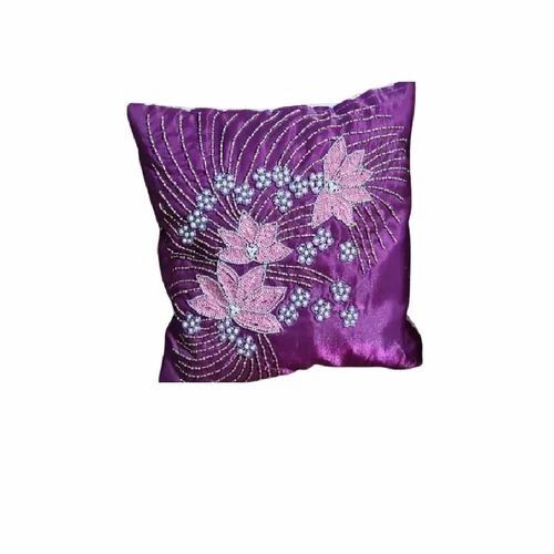 Beaded Decorative Cushion Cover - Color: Purple