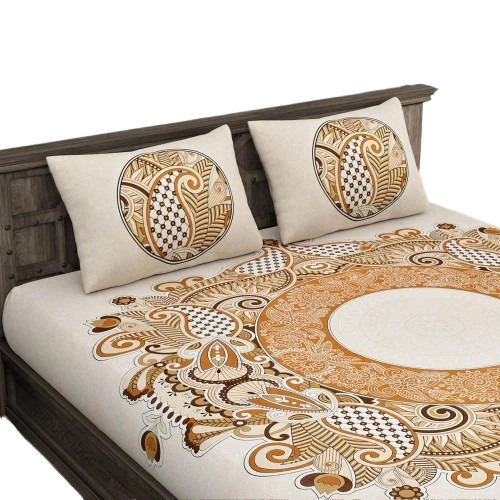 Cosmic Kolam Brown Double Bed Sheet 
