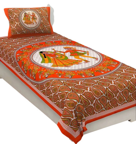Rajadhani Bed Sheet - 100% Cotton Full Size, Multicolor | Washable, Printed Pattern, Pillowcase Included