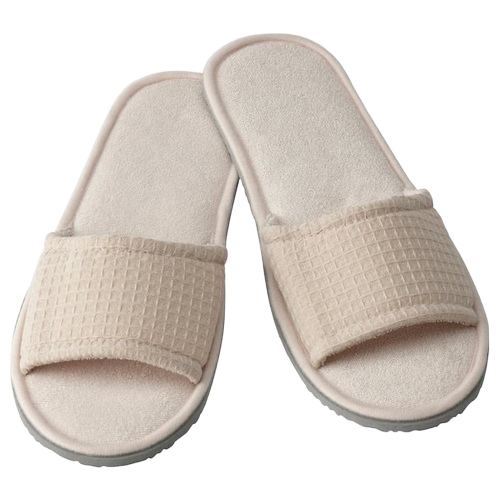 Beige Fabric Slippers 