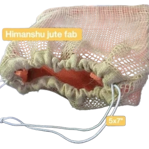 Jute Net Pouches - Jute, 5x7 Inch, Brown | Drawstring, Durable, Fine Finished