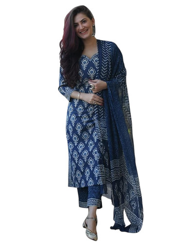 Ladies Cotton Kurti - Lightweight Breathable Cotton, Customized Size, Multiple Colors | Printed A-Line, 3-4th Sleeve, Casual Daily Wear
