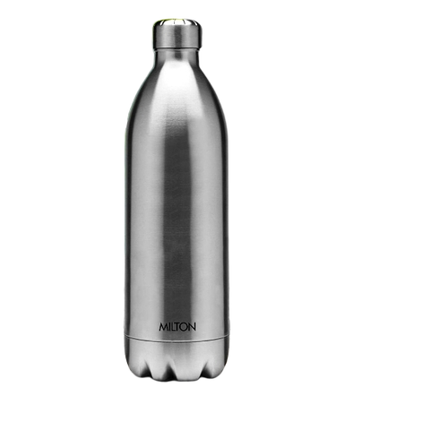 Milton Water Bottles - Stainless Steel 1 Ltr, Silver | Durable, Screw Cap, Matte Finish